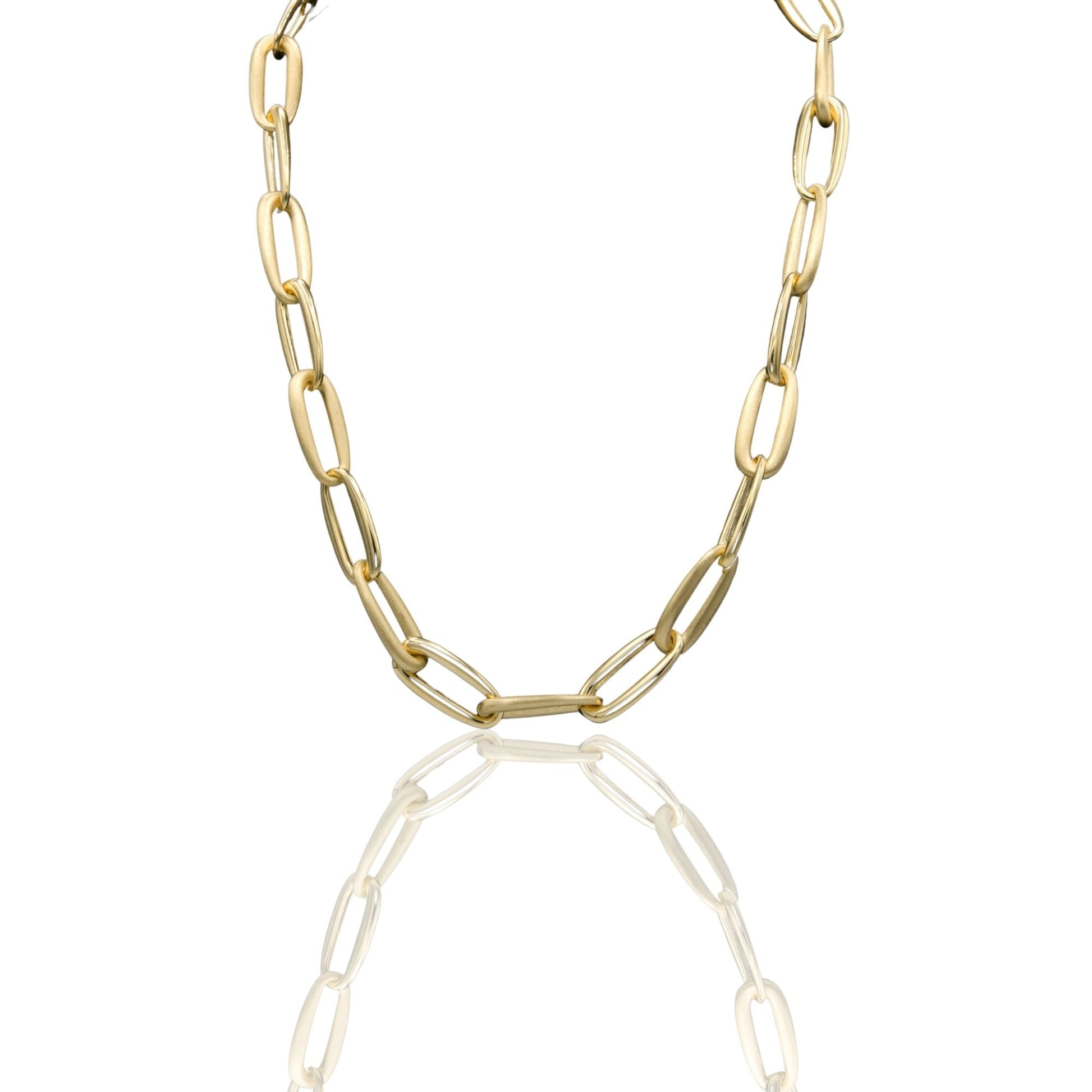 Collana Oro Giallo Oro 18 carati Ovali Irregolari Da Cm.2 Solo Oro mis.2 cm.50
