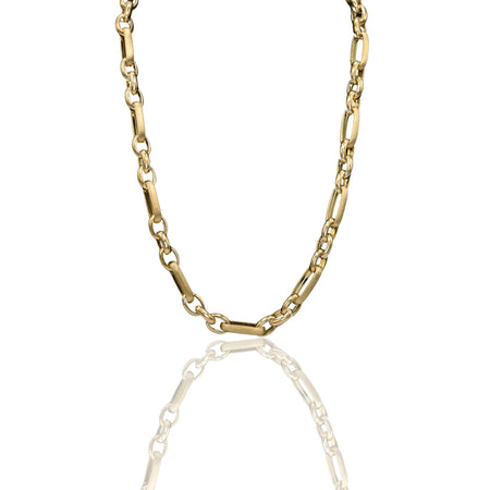 Collana Oro Giallo Oro 18 carati 3 Maglie Tonde 1 Maglia Allungata Solo Oro cm.60