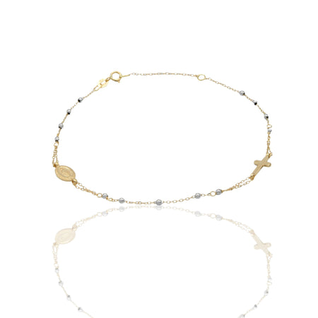 Bracciale Oro Giallo, Oro Bianco Oro 18 carati Rosario Modello lineare Solo Oro Sfera mm. 2