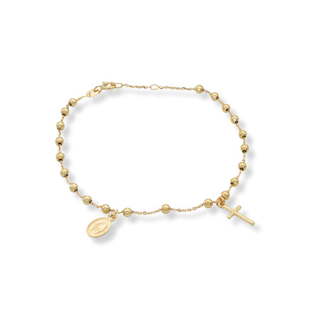Bracciale Oro Giallo Oro 18 carati Rosario Modello Pendente Solo Oro Sfera mm. 3