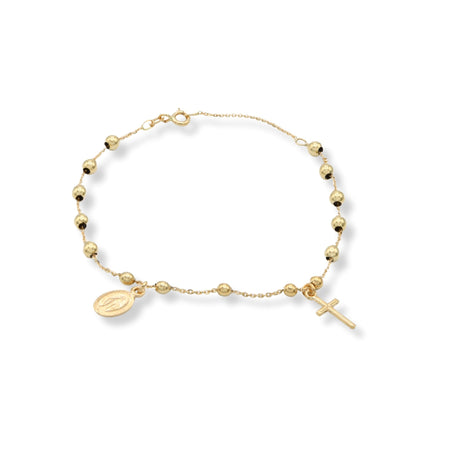 Bracciale Oro Giallo Oro 18 carati Rosario Modello Pendente Solo Oro Sfera mm. 5