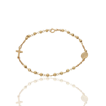 Bracciale Oro Giallo Oro 18 carati Rosario Modello lineare Solo Oro Sfera mm. 2,5