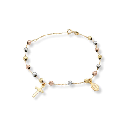 Bracciale Oro Giallo, Oro Bianco, Oro Rosa Oro 18 carati Rosario Modello Pendente Solo Oro Sfera mm. 4