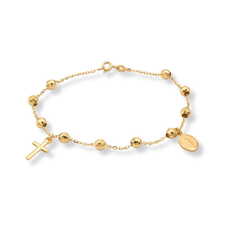 Bracciale Oro Giallo Oro 18 carati Rosario Modello Pendente Solo Oro Sfera mm. 5