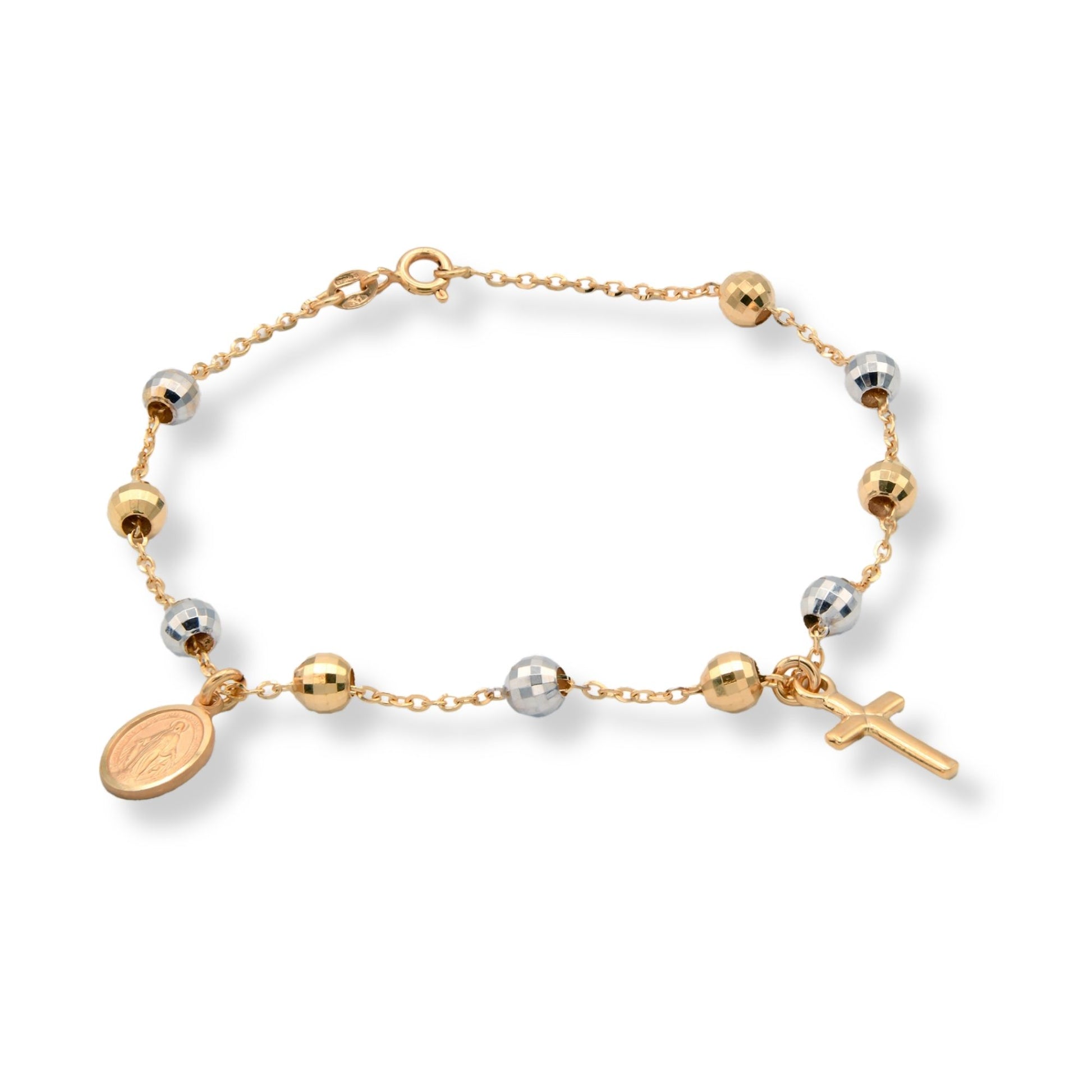Bracciale Oro Giallo, Oro Bianco Oro 18 carati Rosario Modello Pendente Solo Oro Sfera mm. 5