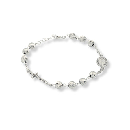Bracciale Oro Bianco Oro 18 carati Rosario Con Sfere Slash  modello lineare Zirconi Bianchi Sfera mm. 6