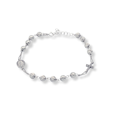 Bracciale Oro Bianco Oro 18 carati Rosario Con Sfere Slash  modello lineare Zirconi Bianchi Sfera mm. 5