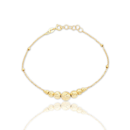 Bracciale Oro Giallo Oro 18 carati Sfere Slash Diamantate A Scalare Solo Oro cm. 17,5+1,5