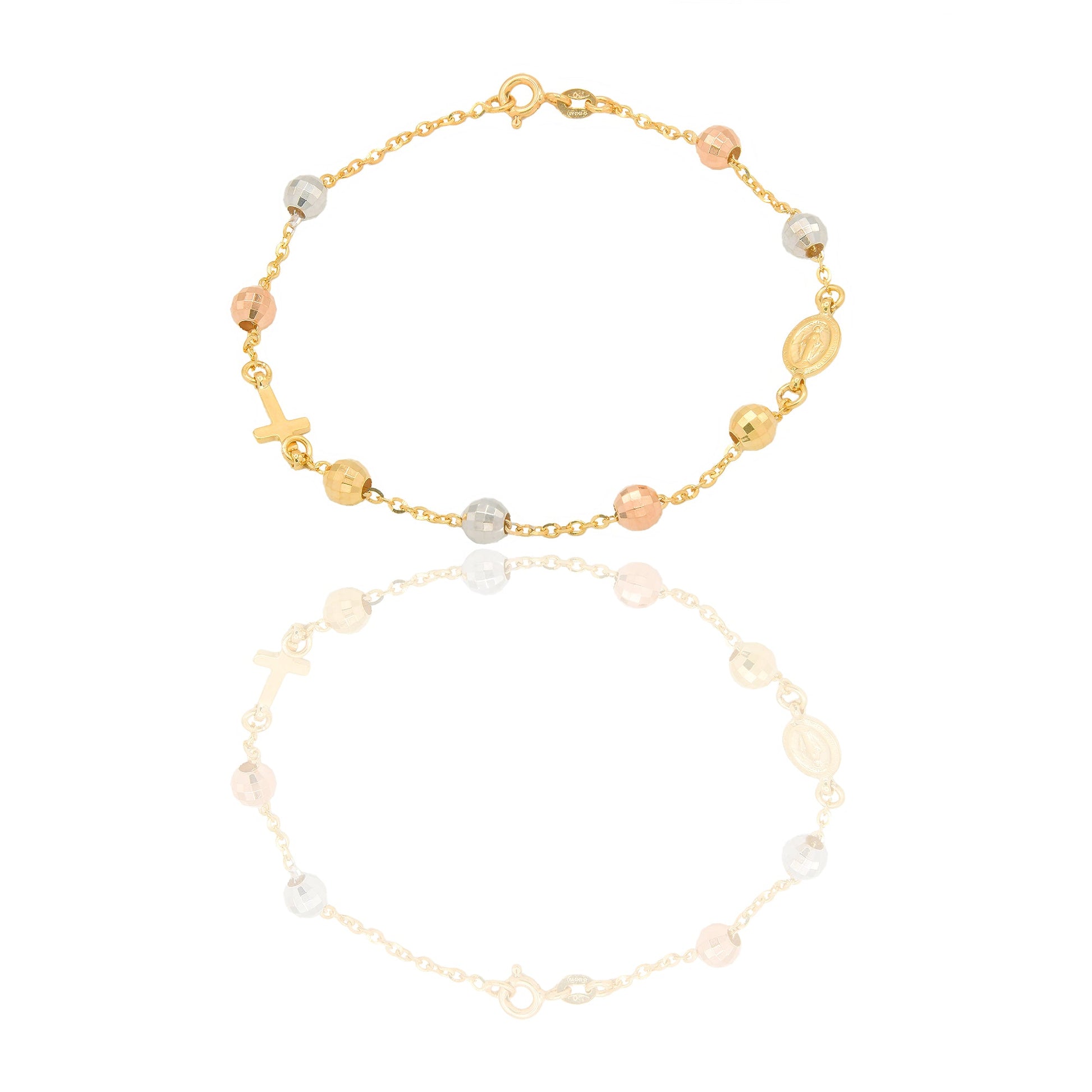 Bracciali Oro Giallo Oro Bianco, Oro Rosa Oro 18 carati Rosario sfere diamantate Solo oro 19cm sfera 6mm