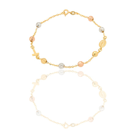 Bracciali Oro Giallo Oro Bianco, Oro Rosa Oro 18 carati Rosario sfere diamantate Solo oro 19cm sfera 6mm