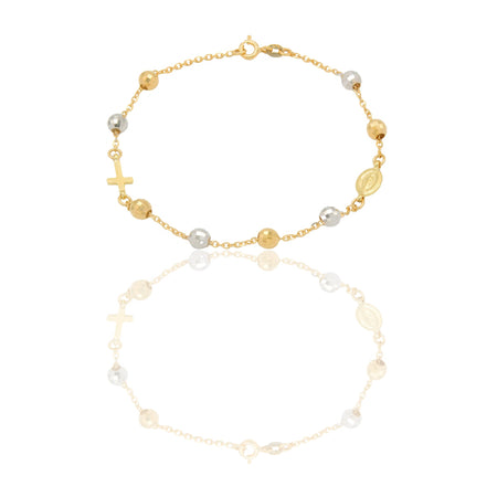 Bracciali Oro Giallo Oro Bianco Oro 18 carati Rosario sfere diamantate Solo oro 19cm sfera 6mm