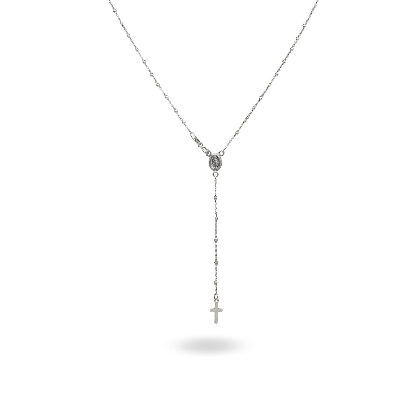 Collana Oro Bianco Oro 18 carati Rosario Pendente Solo Oro