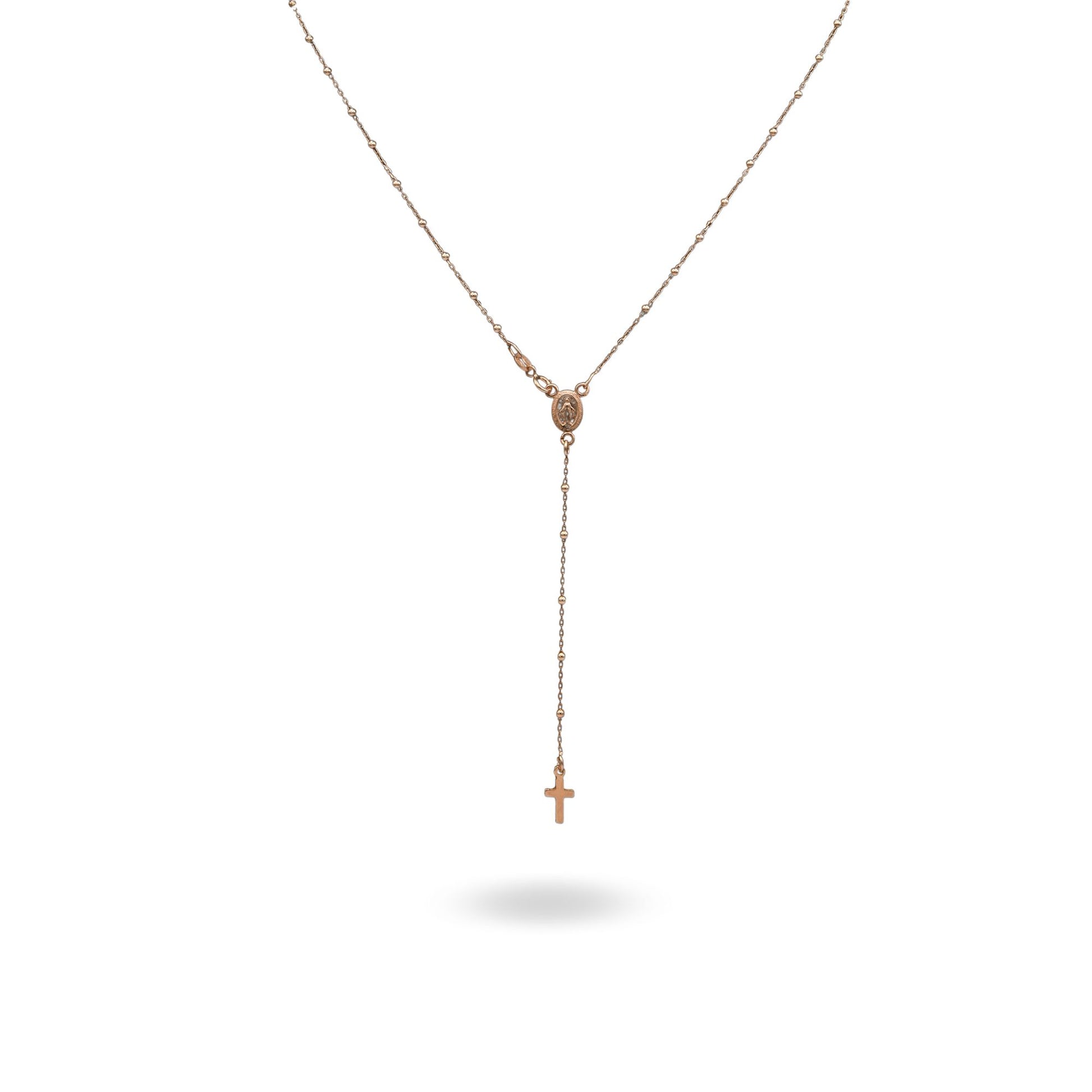 Collana Oro Rosa Oro 18 carati Rosario Pendente Solo Oro