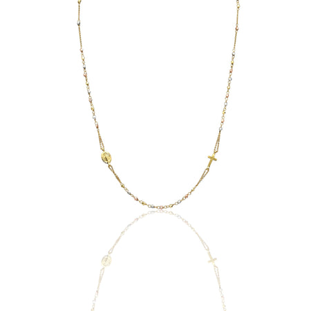 Collana Oro Giallo, Oro Bianco, Oro Rosa Oro 18 carati Rosario Girocollo   Solo Oro Sfera mm. 2,5 cm.50