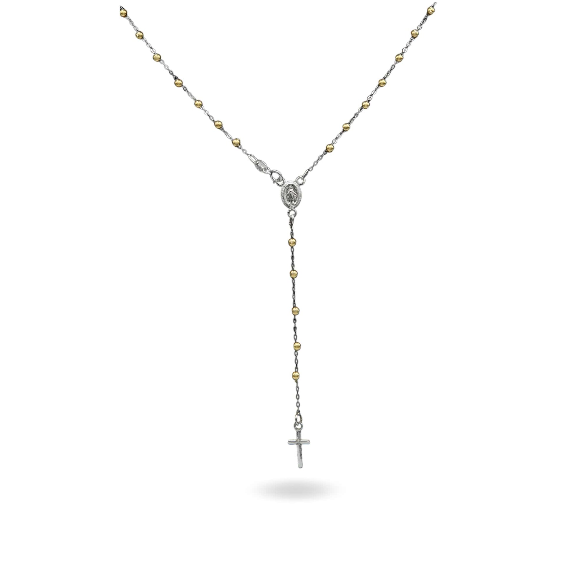 Collana Oro Bianco, Oro Giallo Oro 18 carati Rosario Pendente Solo Oro