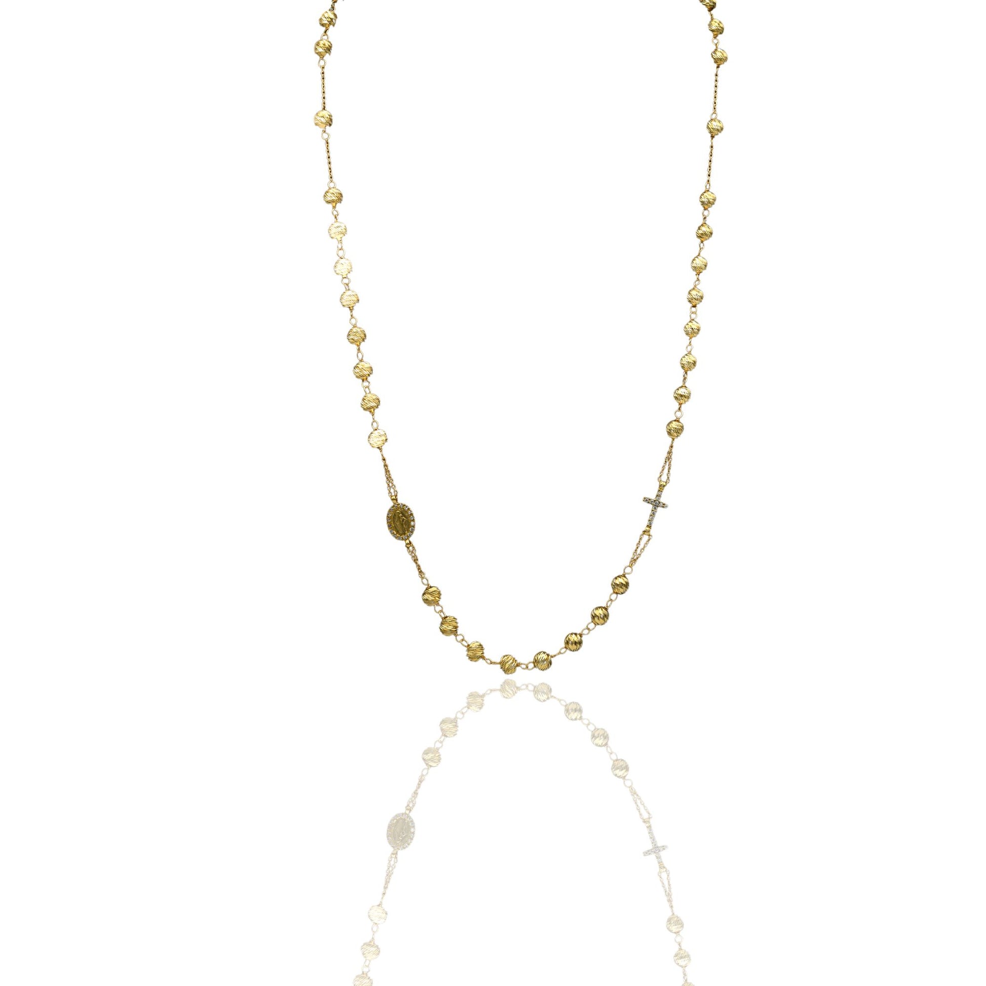 Collana Oro Giallo Oro 18 carati Rosario Pendente Sfere Slash Solo Oro Sfera mm. 5 cm.50