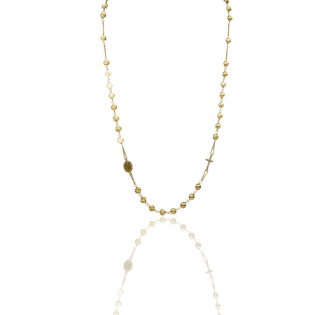 Collana Oro Giallo Oro 18 carati Rosario Pendente Sfere Slash Solo Oro Sfera mm. 5 cm.50