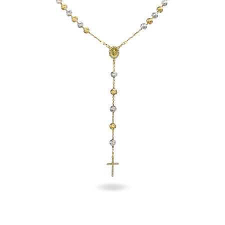 Collana Oro Giallo, Oro Bianco Oro 18 carati Rosario Pendente Sfere Slash Solo Oro Sfera mm. 6 cm.60