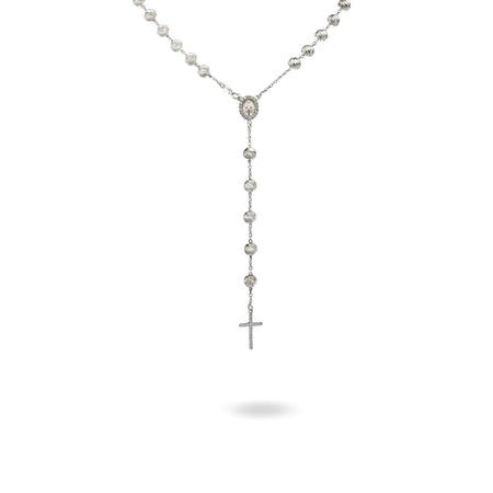 Collana Oro Bianco Oro 18 carati Rosario Pendente Sfere Slash Solo Oro Sfera mm. 6 cm.60