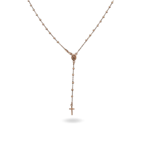 Collana Oro Rosa Oro 18 carati Rosario Pendente Sfere Slash Solo Oro