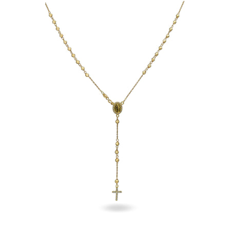 Collana Oro Giallo Oro 18 carati Rosario Pendente Sfere Slash Solo Oro Sfera mm.3 cm.60