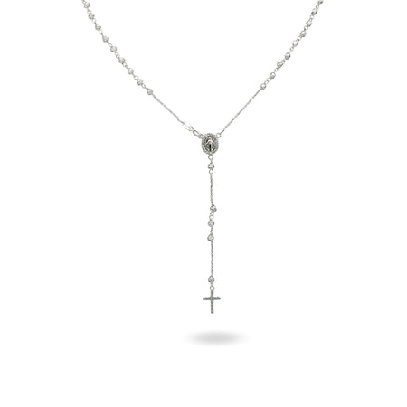 Collana Oro Bianco Oro 18 carati Rosario Pendente Sfere Slash Solo Oro Sfera mm.3 cm.60