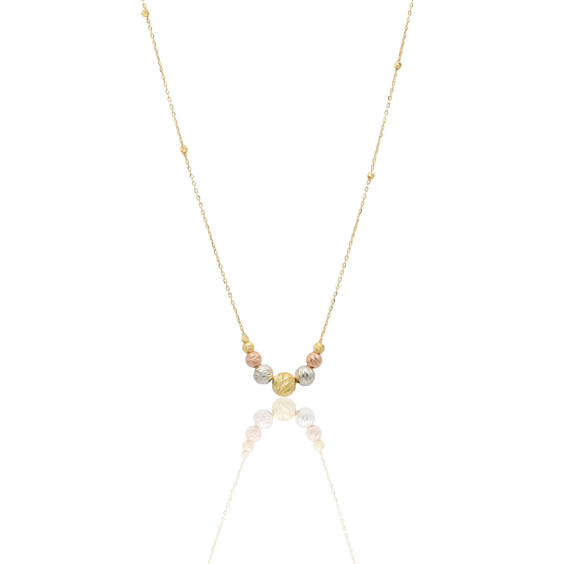 Collana Oro Giallo Oro Bianco, Oro Rosa Oro 18 carati Sfere Slash Centrali A Scalare Solo Oro 
