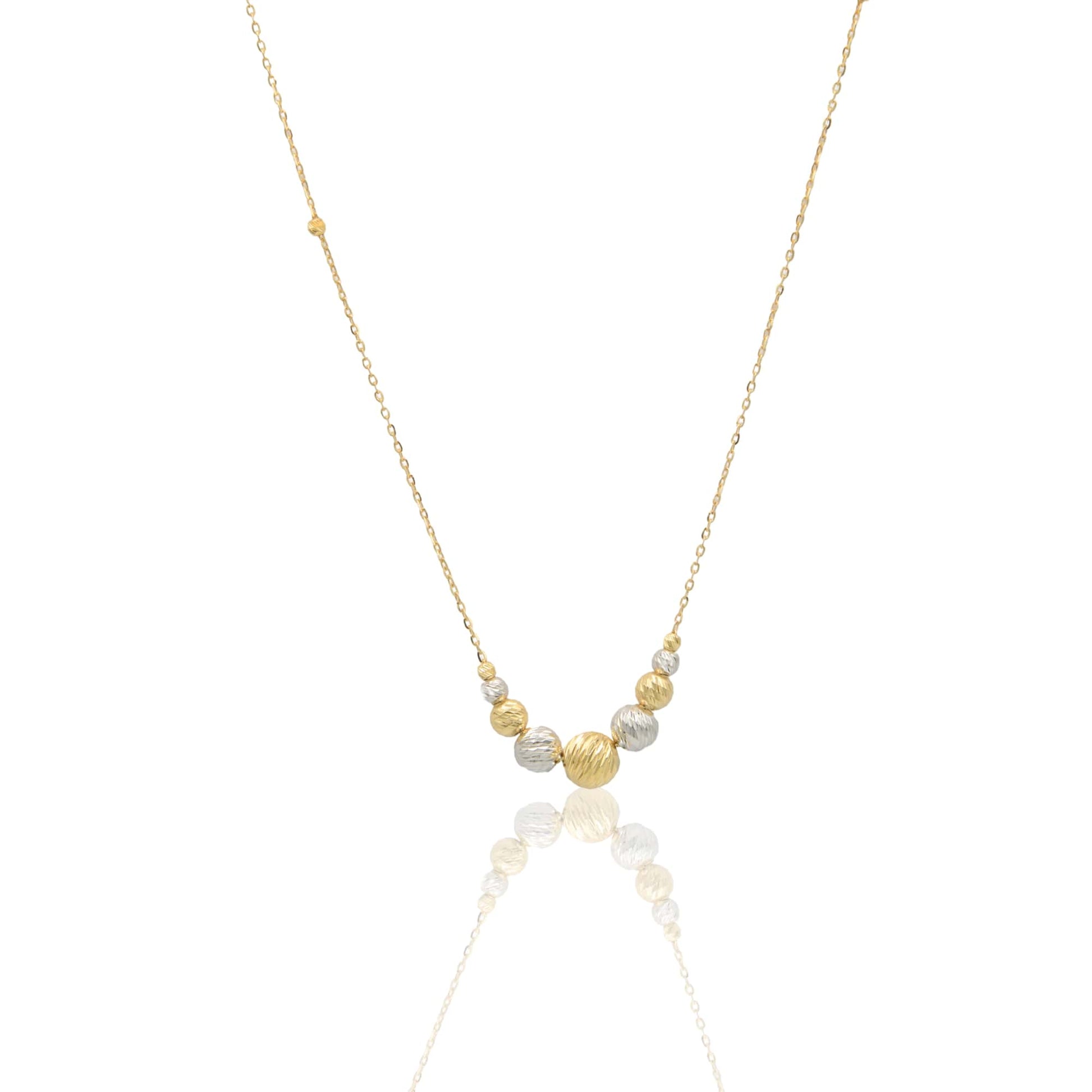 Collana Oro Giallo, Oro Bianco, Oro Rosa Oro 18 carati Sfere Slash Centrali A Scalare Solo Oro 