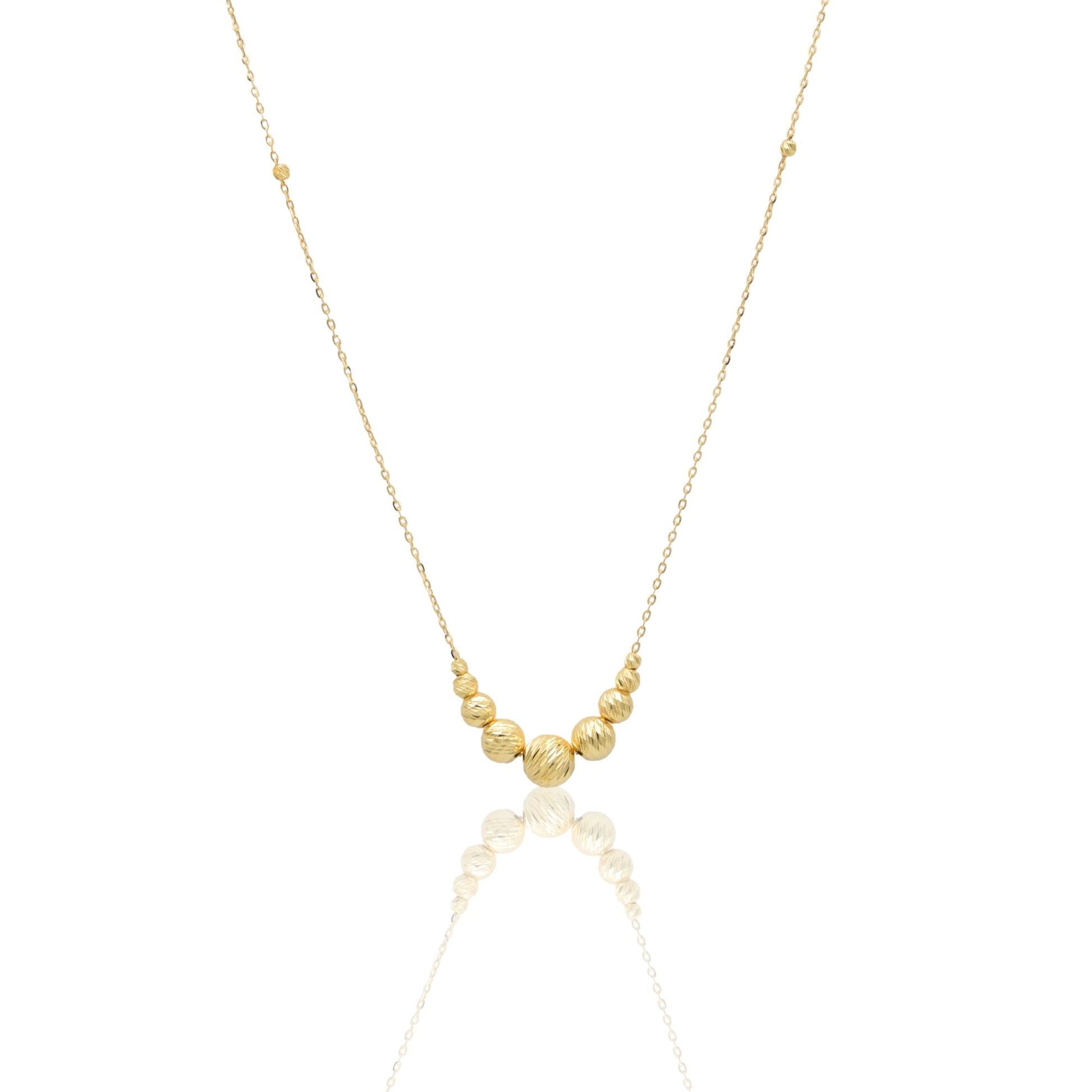 Collana Oro Giallo Oro 18 carati Sfere Slash Centrali A Scalare Solo Oro