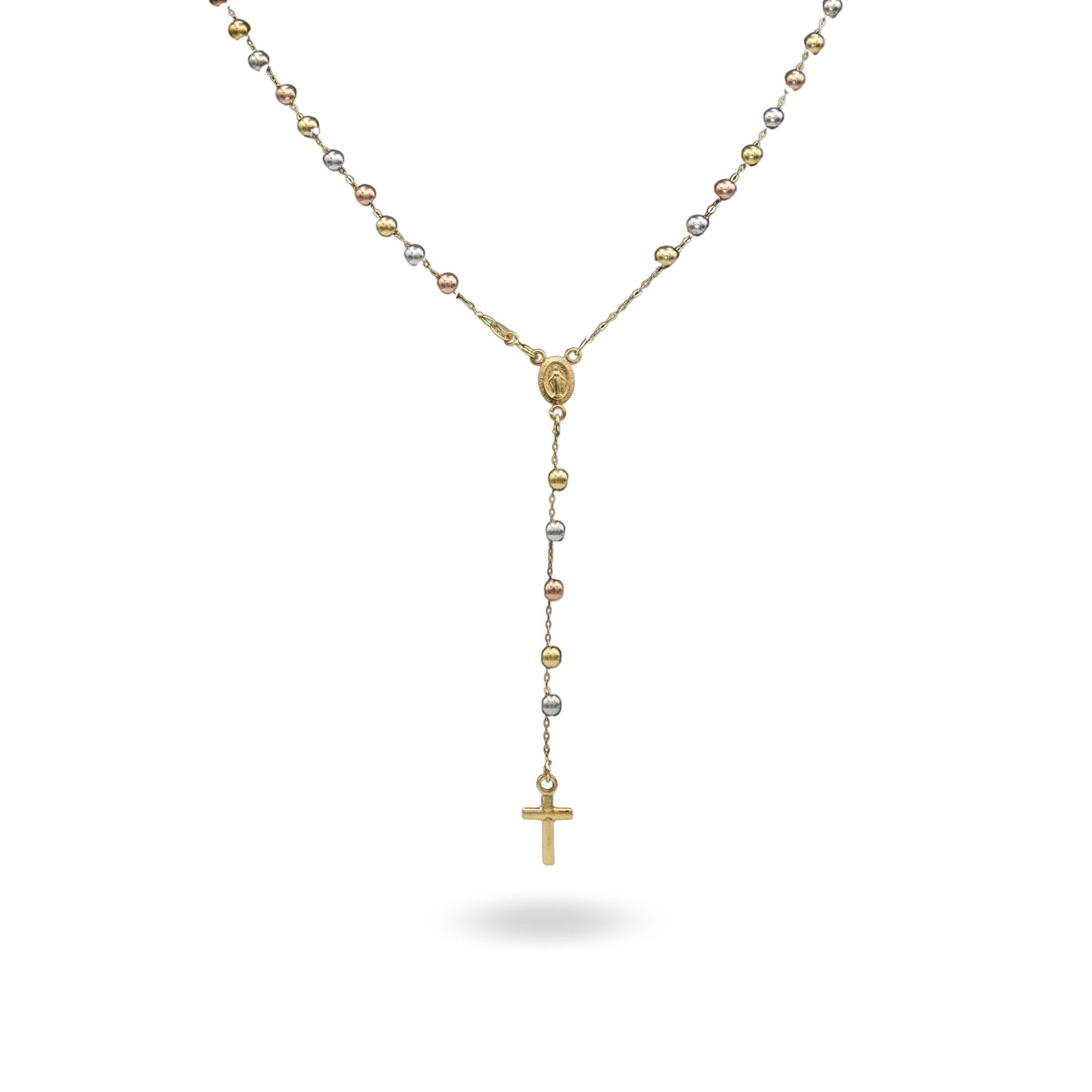 Collana Oro Giallo, Oro Bianco, Oro Rosa Oro 18 carati Rosario Pendente Sfere Lisce Solo Oro