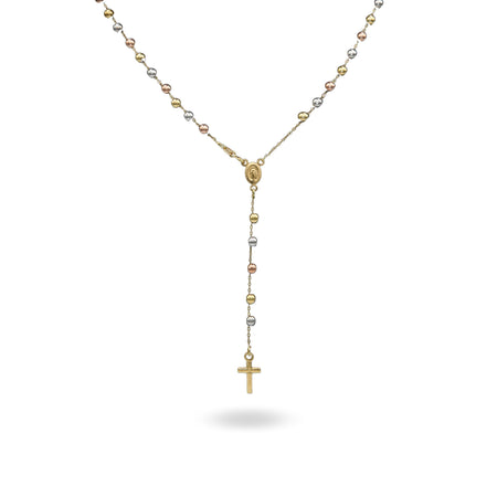 Collana Oro Giallo, Oro Bianco, Oro Rosa Oro 18 carati Rosario Pendente Sfere Lisce Solo Oro