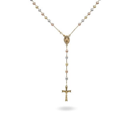 Collana Oro Giallo, Oro Bianco, Oro Rosa Oro 18 carati Rosario Modello Pendente Solo Oro 60 cm.Sfera mm. 5