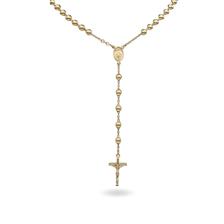 Collana Oro Giallo Oro 18 carati Rosario Modello Pendente Solo Oro 50 cm.Sfera mm 3