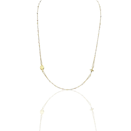 Collana Oro Giallo, Oro Bianco, Oro Rosa Oro 18 carati Rosario Girocollo Solo Oro 50 cm.Sfera mm. 2