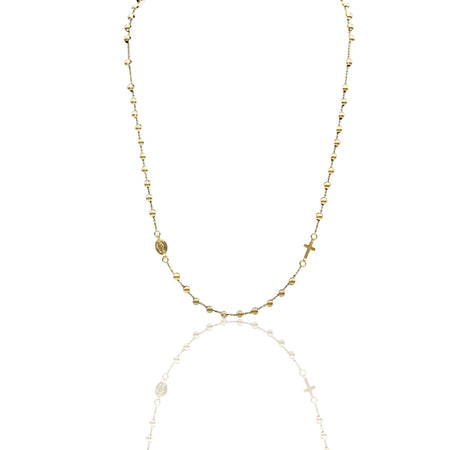 Collana Oro Giallo Oro 18 carati Rosario Girocollo Solo Oro 60 cm.Sfera mm. 4