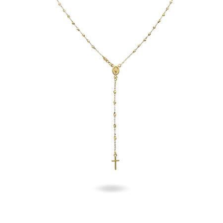 Collana Oro Giallo Oro 18 carati Rosario Modello Pendente Solo Oro 50 cm.Sfera mm 3
