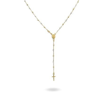 Collana Oro Bianco, Oro Giallo Oro 18 carati Rosario Modello Pendente Solo Oro 60 cm.Sfera mm 2,5
