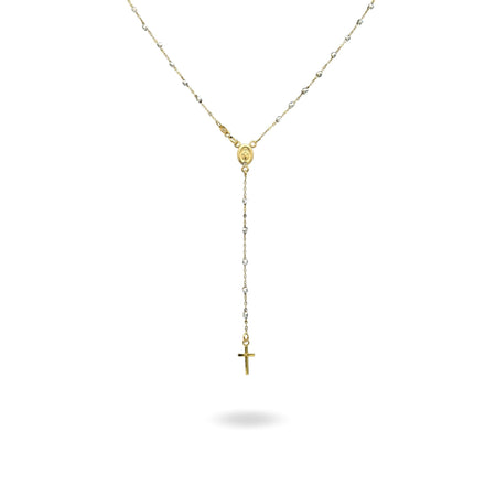 Collana Oro Bianco, Oro Giallo Oro 18 carati Rosario Modello Pendente Solo Oro 60 cm.Sfera mm 2,5