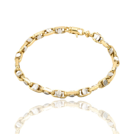 Bracciale Oro Giallo Oro Bianco Oro 18 carati Catena Con Chiodini Solo Oro