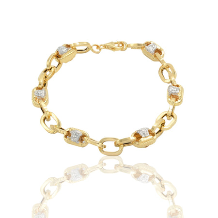 Bracciale Oro Giallo Oro Bianco Oro 18 carati Maglia Rolo' Con Medusa Solo Oro