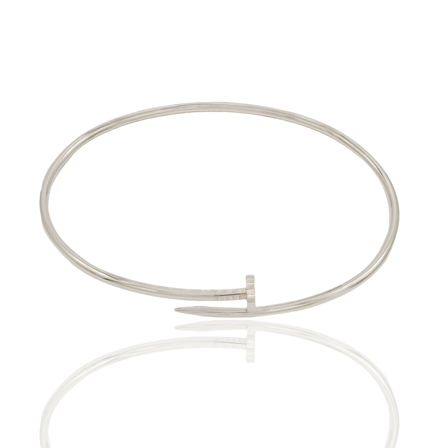 Bracciale Oro Bianco Oro 18 carati Rigido Chiodo Canna Sottile Solo Oro
