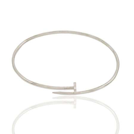 Bracciale Oro Bianco Oro 18 carati Rigido Chiodo Canna Sottile Solo Oro