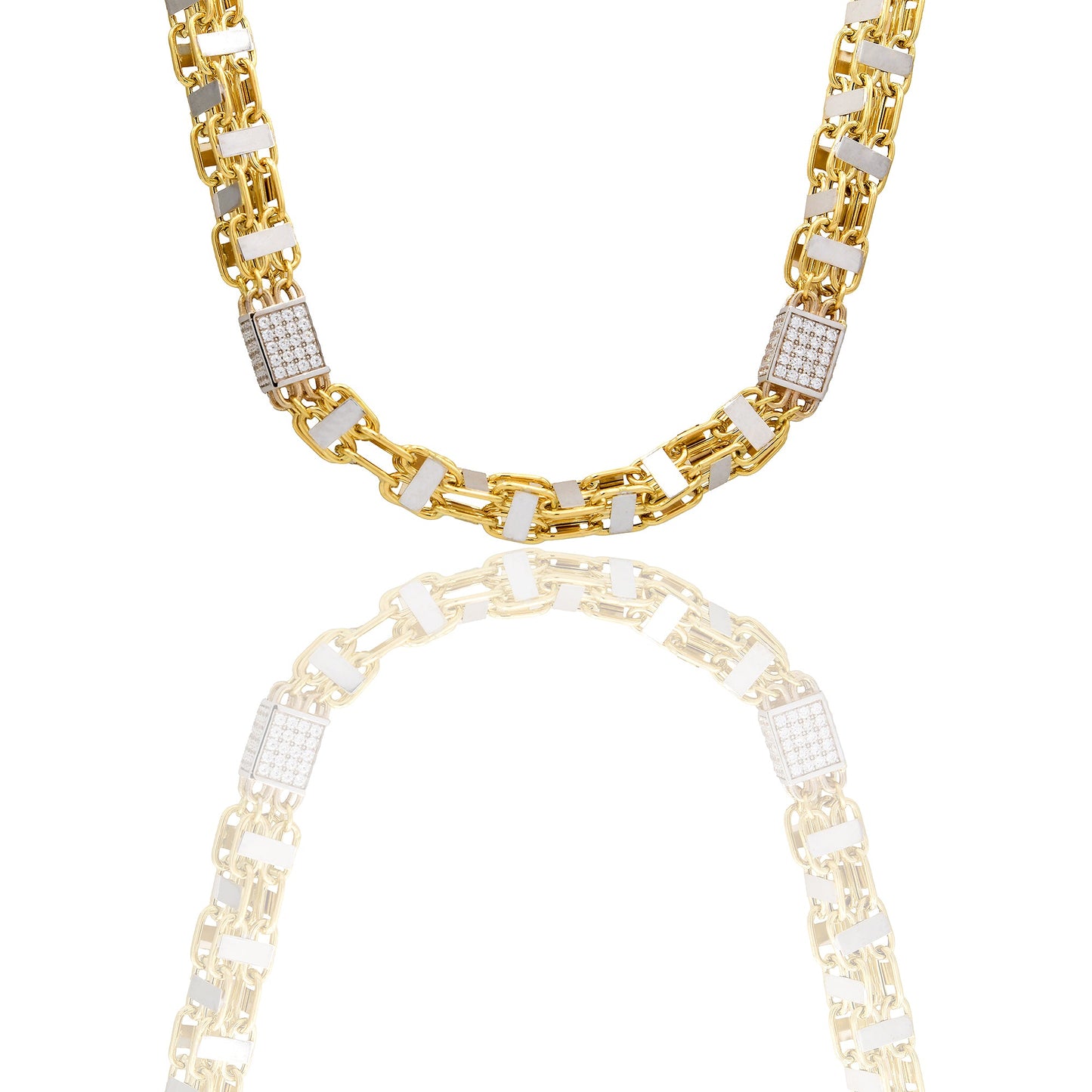 Collane Oro Giallo, Oro Bianco Microfusione  Zirconi Bianchi 70 cm