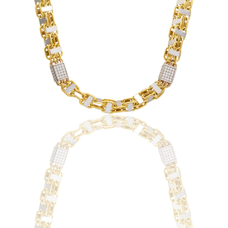 Collane Oro Giallo, Oro Bianco Microfusione  Zirconi Bianchi 70 cm