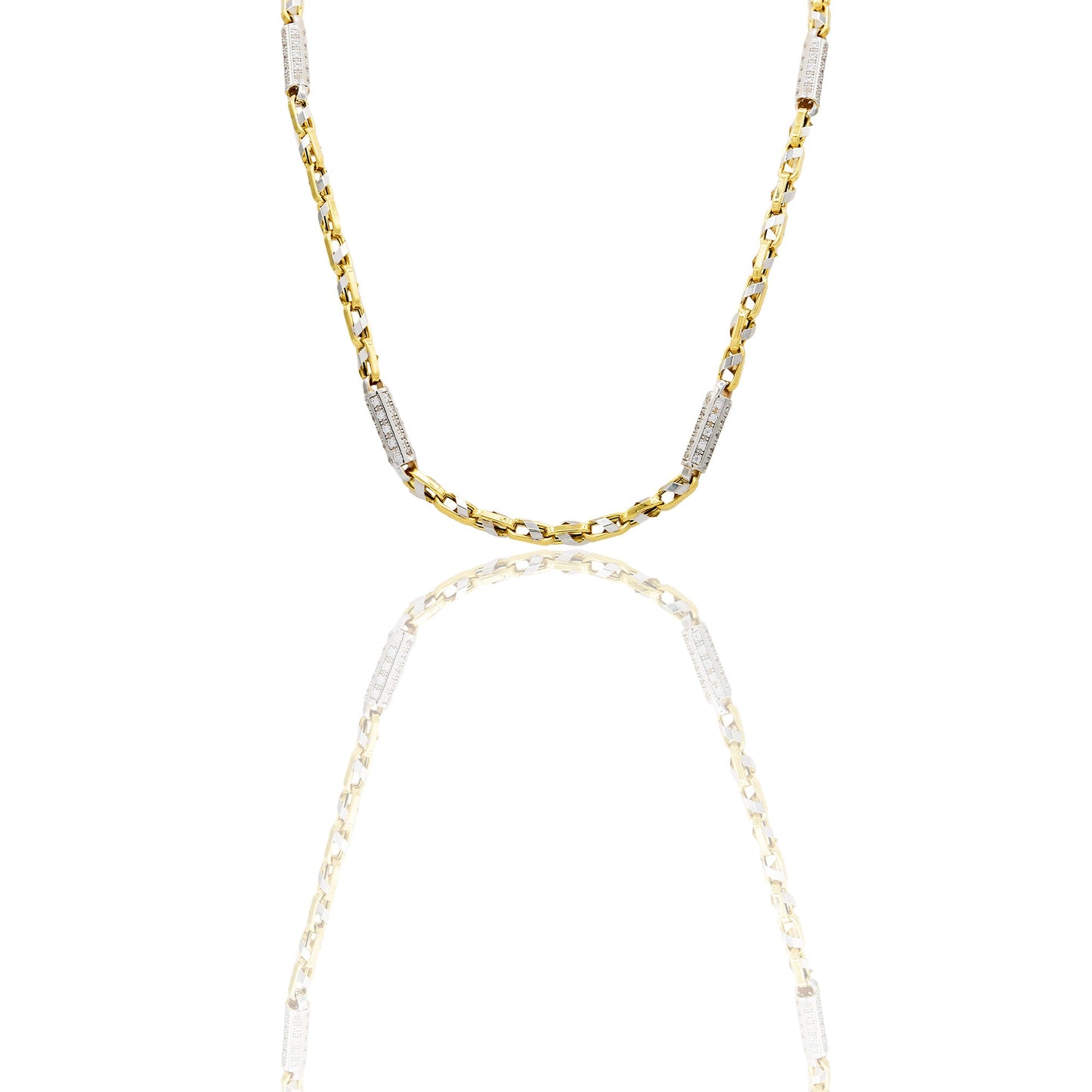 Collane Oro Giallo, Oro Bianco Microfusione  Zirconi Bianchi 70 cm