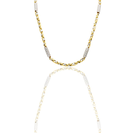 Collane Oro Giallo, Oro Bianco Microfusione  Zirconi Bianchi 70 cm