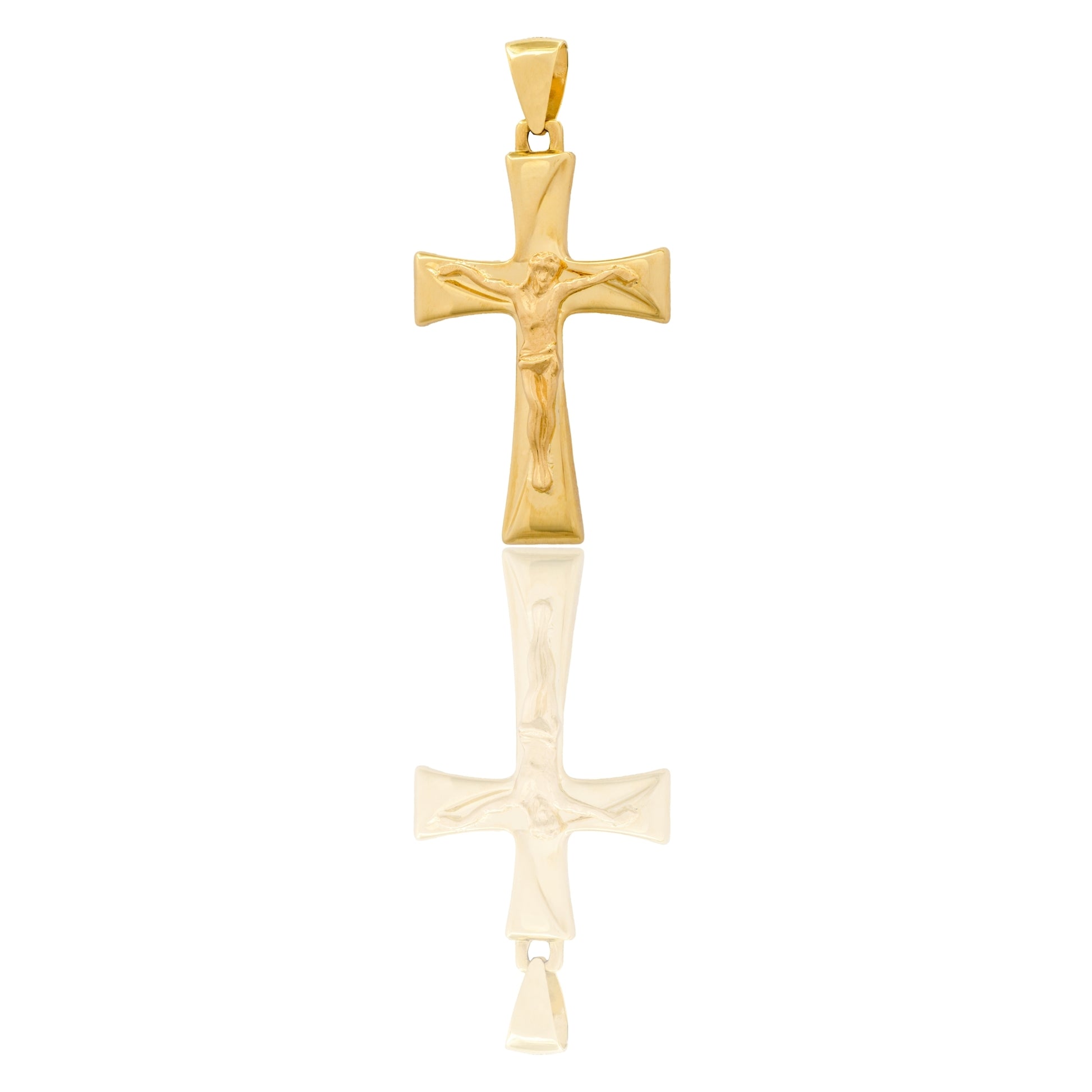 Ciondolo Oro Giallo Oro 18 carati Croce Con Riga Trasversale Cristo Solo Oro