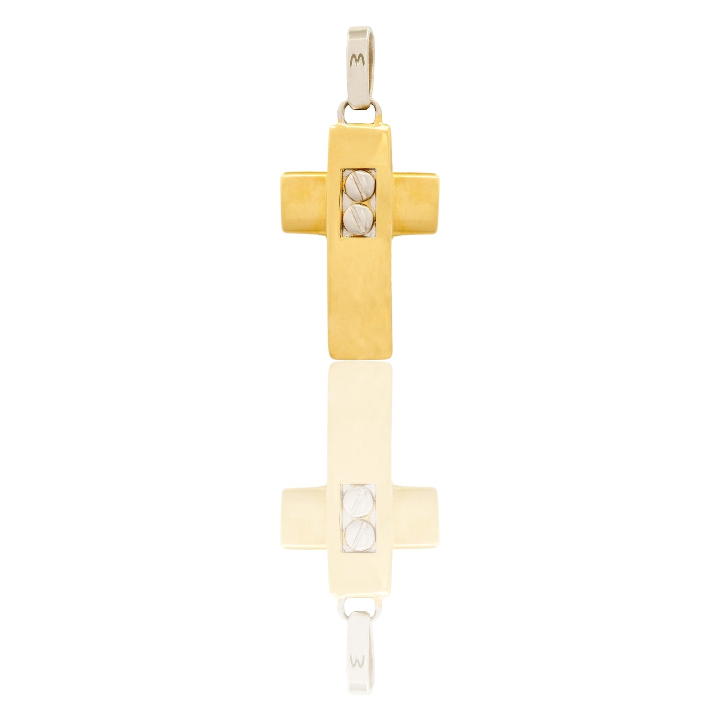 Ciondolo Oro Giallo Oro Bianco Oro 18 carati Croce Squadrata Con Chiodini I Solo Oro cm.3