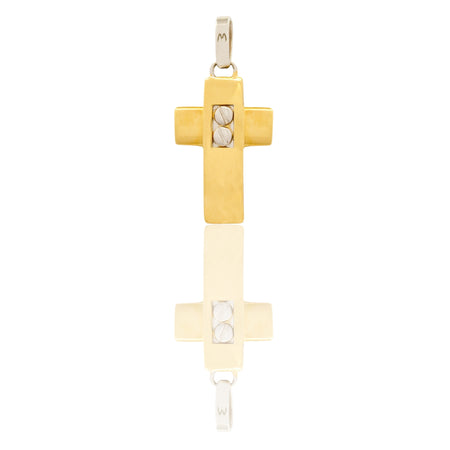 Ciondolo Oro Giallo Oro Bianco Oro 18 carati Croce Squadrata Con Chiodini I Solo Oro cm.3