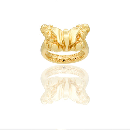 Anelli Oro Giallo Elettroformato  Solo Oro spessore gambo 4 mm lunghezza farfalla 2,2 larghezza farfalla 1,4 cm 